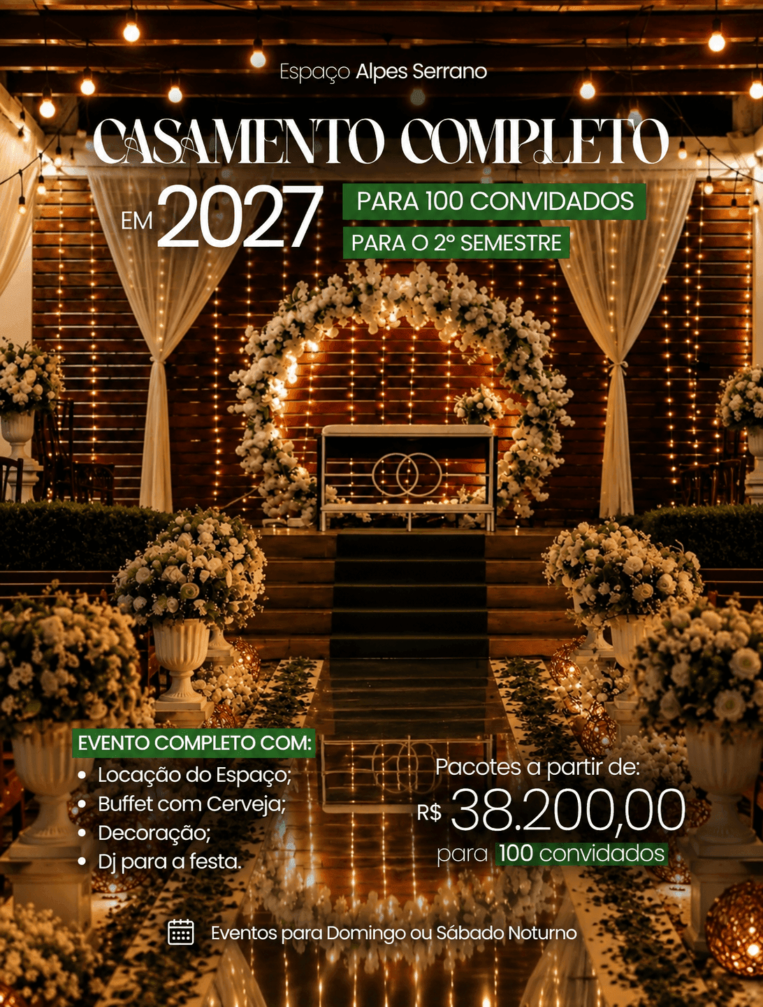 Espaço Alpes Serrano - Casamento em 2027 a partir de R$38.200